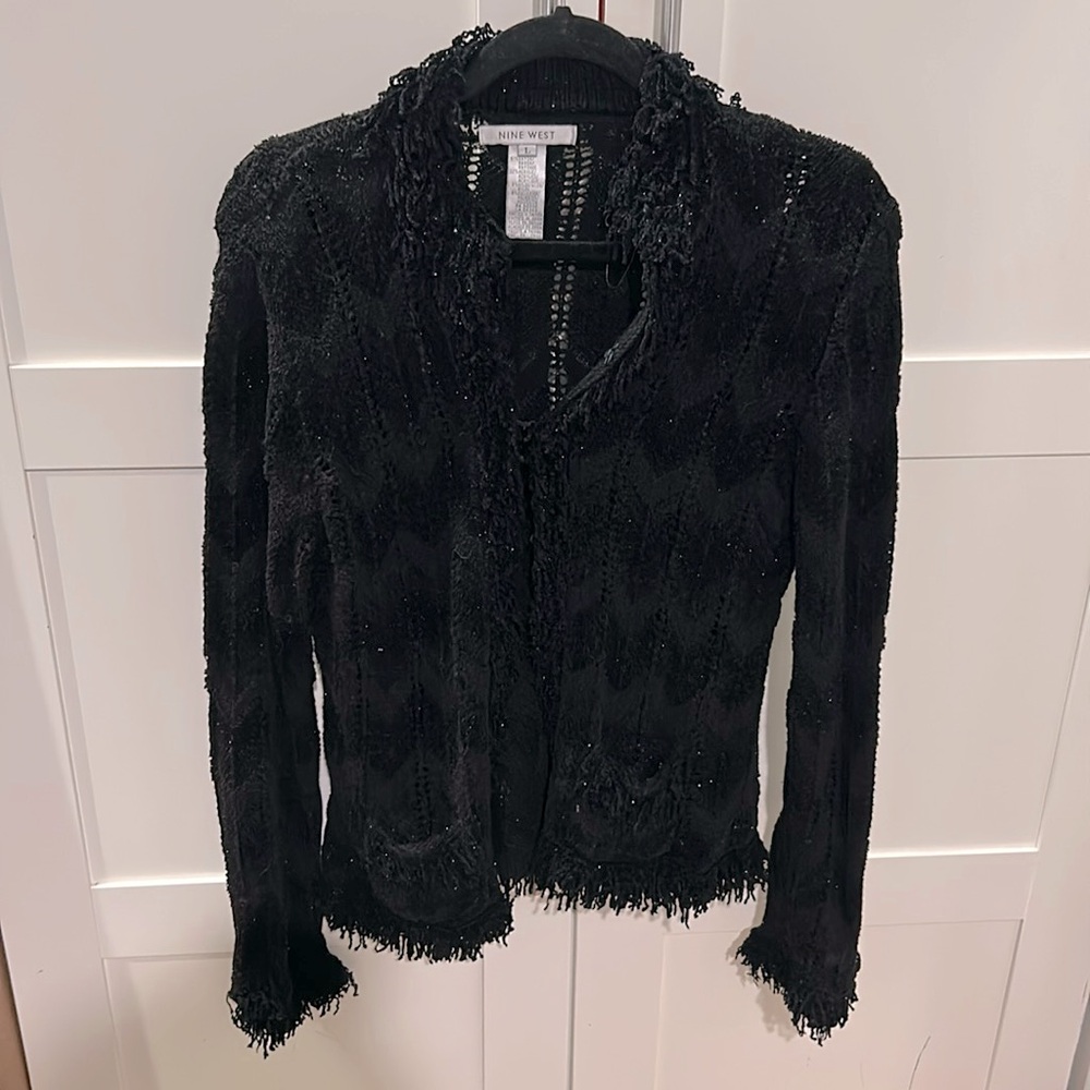Sparkly Nine West Black Cardigan Sweater